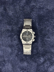 HB Premium Silver Chain Watch – Black Dial & Date Edition