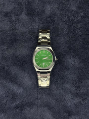Bestwin Silver & Green Dial Date Watch