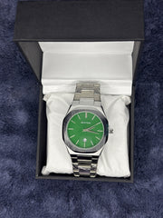 Bestwin Silver & Green Dial Date Watch